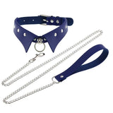 Gothic Punk Slave PU Leather Collar Traction Rope Chain Necklace