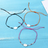 12pcs Seed Bead Shell Charms Bracelet Thin Wax Rope Hand Woven