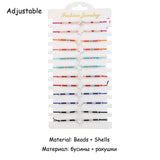 12pcs Seed Bead Shell Charms Bracelet Thin Wax Rope Hand Woven