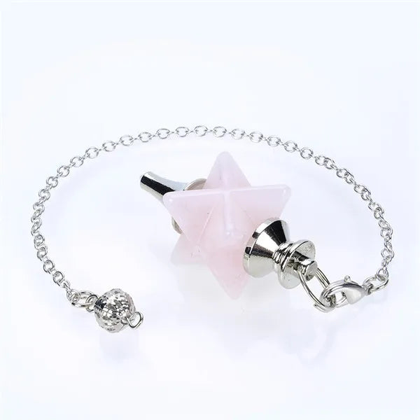 Pink Crystal Merkaba Pendulum for Dowsing Wicca Reiki