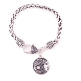 Colorful Crystal Moon and Stars Wheat Link Chain Bracelet