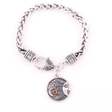 Colorful Crystal Moon and Stars Wheat Link Chain Bracelet