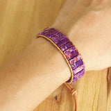 Chakra Leather Wrap Bracelet Natural Stone Beads