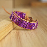 Chakra Leather Wrap Bracelet Natural Stone Beads