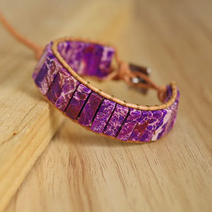 Chakra Leather Wrap Bracelet Natural Stone Beads