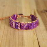 Chakra Leather Wrap Bracelet Natural Stone Beads