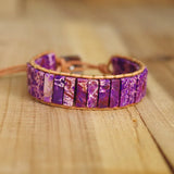 Chakra Leather Wrap Bracelet Natural Stone Beads