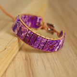 Chakra Leather Wrap Bracelet Natural Stone Beads