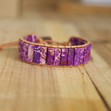 Chakra Leather Wrap Bracelet Natural Stone Beads