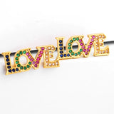Copper Gold-plated KISS LOVE English Letter Earring with Zirconia