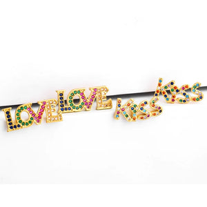 Copper Gold-plated KISS LOVE English Letter Earring with Zirconia