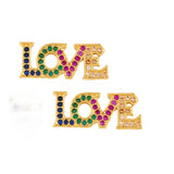 Copper Gold-plated KISS LOVE English Letter Earring with Zirconia