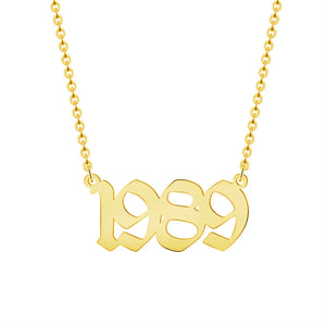 Personalized Old English Number Necklace Wedding Date Chain Pendant