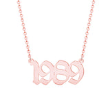 Personalized Old English Number Necklace Wedding Date Chain Pendant