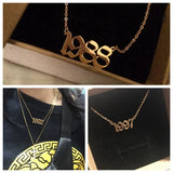 Personalized Old English Number Necklace Wedding Date Chain Pendant