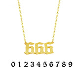 Personalized Old English Number Necklace Wedding Date Chain Pendant