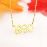 Personalized Old English Number Necklace Wedding Date Chain Pendant