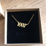 Personalized Old English Number Necklace Wedding Date Chain Pendant
