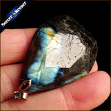 Labradorite Moonstone Quartz Pendant Necklace - Boho Crystal Jewelry