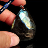 Labradorite Moonstone Quartz Pendant Necklace - Boho Crystal Jewelry