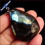 Labradorite Moonstone Quartz Pendant Necklace - Boho Crystal Jewelry