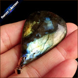 Labradorite Moonstone Quartz Stone Pendant Necklace Colar