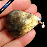 Labradorite Moonstone Quartz Stone Pendant Necklace Colar