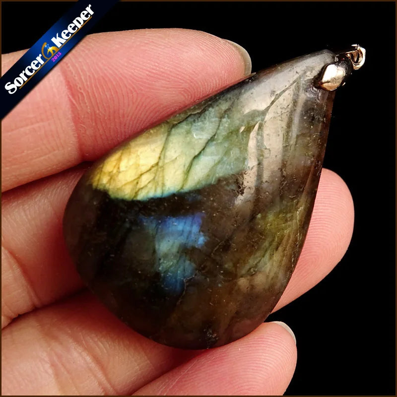 Labradorite Moonstone Quartz Stone Pendant Necklace Colar
