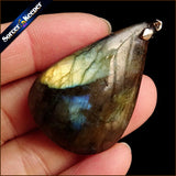 Labradorite Moonstone Quartz Stone Pendant Necklace Colar