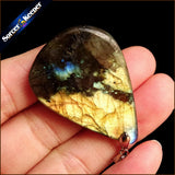 Labradorite Moonstone Quartz Stone Pendant Necklace Colar