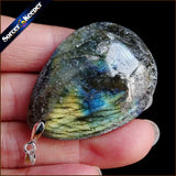 Women Men Jewelry Pendant Necklace Labradorite Moonstone Quartz Stone