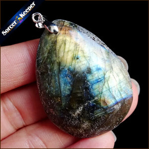 Women Men Jewelry Pendant Necklace Labradorite Moonstone Quartz Stone