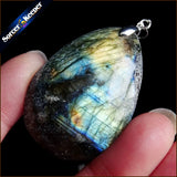 Women Men Jewelry Pendant Necklace Labradorite Moonstone Quartz Stone