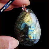 Women Men Jewelry Pendant Necklace Labradorite Moonstone Quartz Stone