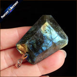 Labradorite Moonstone Quartz Stone Pendant Necklace Colares