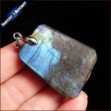 Labradorite Moonstone Quartz Stone Pendant Necklace Colares