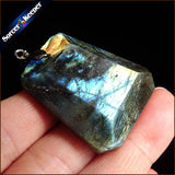 Labradorite Moonstone Quartz Stone Pendant Necklace Colares