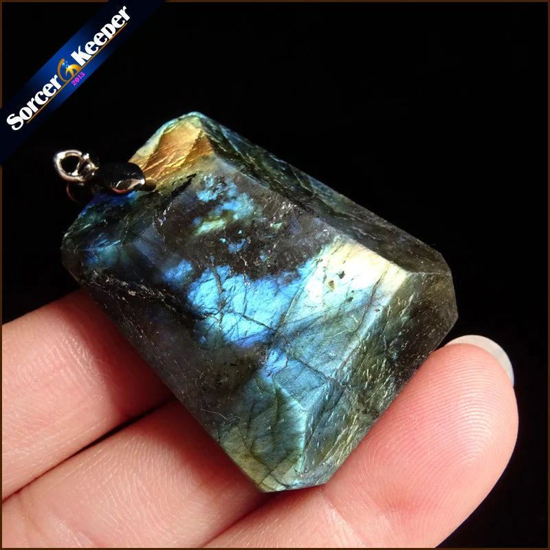 Labradorite Moonstone Quartz Stone Pendant Necklace Colares