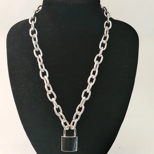 Stainless Steel Lock Chain Necklace Padlock Pendant Gothic Jewelry
