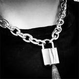 Stainless Steel Lock Chain Necklace Padlock Pendant Gothic Jewelry