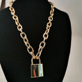 Stainless Steel Lock Chain Necklace Padlock Pendant Gothic Jewelry