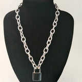 Stainless Steel Lock Chain Necklace Padlock Pendant Gothic Jewelry