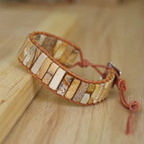Bohemia Leather Wrap Bracelet Natural Stone Tube Beads Bracelet