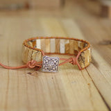 Bohemia Leather Wrap Bracelet Natural Stone Tube Beads Bracelet