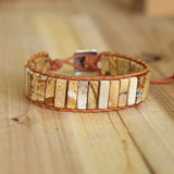 Bohemia Leather Wrap Bracelet Natural Stone Tube Beads Bracelet