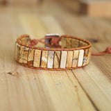 Bohemia Leather Wrap Bracelet Natural Stone Tube Beads Bracelet