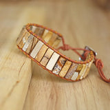 Bohemia Leather Wrap Bracelet Natural Stone Tube Beads Bracelet