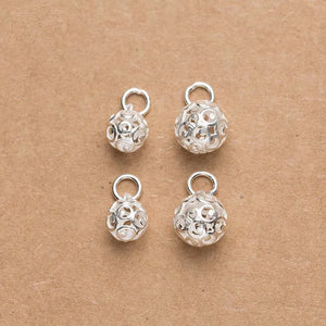 925 Sterling Silver Lucky Ball Charms Auspicious Cloud Dangle Pendants