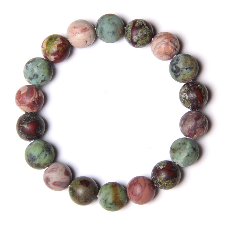 Matte 10mm Beads Bracelet Lucky Round Natural Stone Mineral Beaded Bracelet