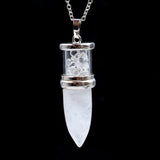 Pink Quartz Healing Crystal Necklace Pendant Amethysts Bullet Shape
